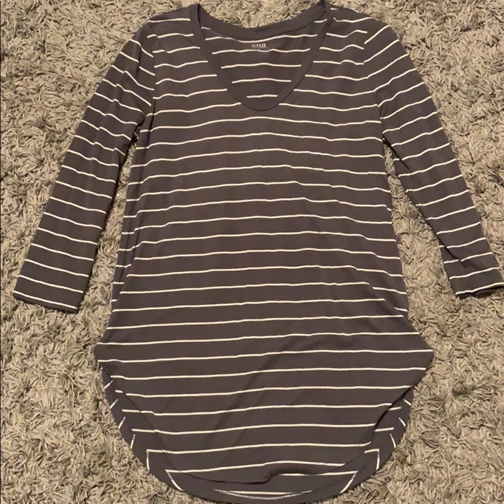 Olive green/gray shirt with white strips